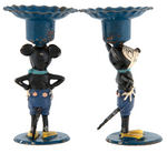 MICKEY MOUSE DEAN'S RAG STYLE METAL CANDLESTICK HOLDER PAIR.