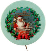 EXCEPTIONALLY LARGE BEAUTIFUL COLOR COMPANY SAMPLE SANTA BUTTON.