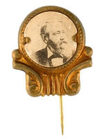 HARRISON CARDBOARD PHOTO ON UNLISTED BRASS SHELL STICKPIN.