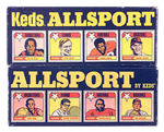 "KEDS ALLSPORT" SHOES/BOXES WITH SPORT CARD LIDS.