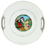 THREE LITTLE PIGS & BIG BAD WOLF LARGE FRENCH SERVING PLATE.