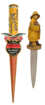 PAIR OF EARLY METAL ADVERTISING LETTER OPENERS.