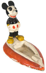 MICKEY MOUSE PAINTED PLASTER ASHTRAY.