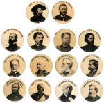 CELEBRATED AMERICAN GENERALS 14 OF 15 KNOWN W&H BUTTONS 1897.