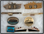 QUEEN ELIZABETH AND QUEEN MARY BUTTON PLUS EIGHT PIECES OF SOUVENIR JEWELRY ALL VINTAGE.