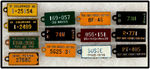 LICENSE PLATE KEY FOBS FROM GOODRICH, SOME WITH NYWF TEXT.