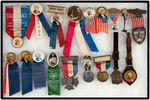 GEORGE WASHINGTON BUTTONS, RIBBON BADGES FOBS 18 PIECES ALL 1932 BACK TO 1893.