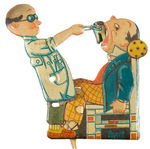 DENTIST PULLING PATIENT'S TOOTH GERMAN FIGURAL CLICKER.