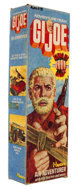 "GI JOE" ADVENTURER TRIO WITH LIFE-LIKE HAIR AND BEARDS AND KUNG FU GRIP IN BOXES.