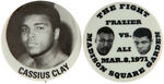 CASSIUS CLAY/JOE FRASER/ALI PAIR OF BUTTONS.