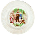 "LITTLE BOYS AT MARBLES PLAY ON THE SUMMER HOLIDAY" 1860's TRANSFERWARE PLATE.