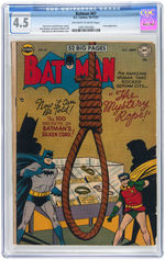 "BATMAN" #67 OCTOBER-NOVEMBER 1951 CGC 4.5 VG+.