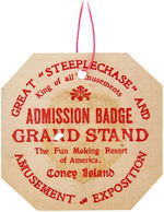 GEORGE C. TILYOU’S STEEPLECHASE PARK CONEY ISLAND STRING TAG TICKET.