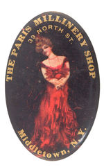 "THE PARIS MILLINERY SHOP" OVAL MIRROR.