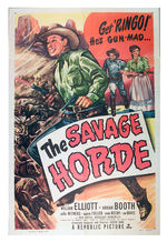 BILL ELLIOTT/ADRIANNE BOOTH IN "THE SAVAGE HORDE" MOVIE POSTER.