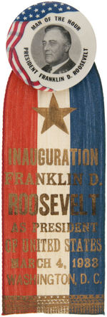 ROOSEVELT PAIR OF 1933 INAUGURATION BUTTONS WITH SCARCE RIBBONS.