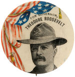“FOR GOVERNOR, THEODORE ROOSEVELT” 1898 PORTRAIT BUTTON.