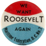 LABOR UNION RARE ROOSEVELT ENDORSEMENT BUTTON UNLISTED IN HAKE.