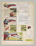 SUPERMAN THEME SCRAPBOOK PAGE WITH RARE CEREAL PREMIUM INSERT PAGES.