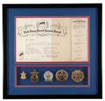 "DICK TRACY SECRET SERVICE PATROL" FRAMED BADGE DISPLAY.