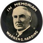 "IN MEMORIAM WARREN G. HARDING" 3.5" PAPERWEIGHT ALTHOUGH MISSING REVERSE INSERT.