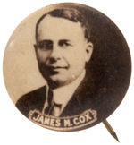 "JAMES M. COX" REAL PHOTO BUTTON.