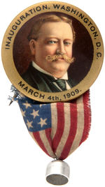 BEAUTIFULLY COLORED AND LARGE TAFT 1909 INAUGURAL BUTTON.