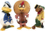 "THE THREE CABALLEROS" LARGE SIZE AMERICAN POTTERY FIGURINE SET.