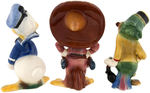 "THE THREE CABALLEROS" LARGE SIZE AMERICAN POTTERY FIGURINE SET.