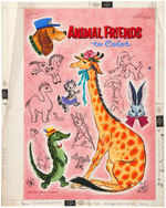 WHITMAN "ANIMAL FRIENDS TO COLOR" ORIGINAL COVER ART.