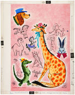 WHITMAN "ANIMAL FRIENDS TO COLOR" ORIGINAL COVER ART.