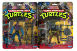 "TEENAGE MUTANT NINJA TURTLES" CARDED ACTION FIGURE LOT OF EIGHT WITH CASE.