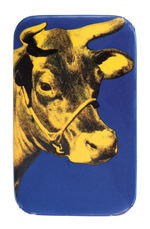 "ANDY WARHOL COW WALLPAPER" BUTTON FROM LEVIN COLLECTION.