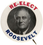 "RE-ELECT ROOSEVELT" SCARCE 1.75" PORTRAIT BUTTON.