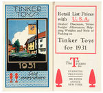 "TINKER TOYS" 1931 CATALOG.