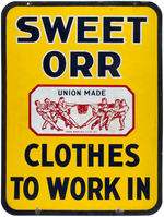 "SWEET ORR" WORK CLOTHES LARGE PORCELAIN ADVERTISING SIGN.