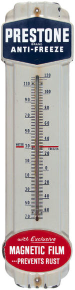 "PRESTONE ANTI-FREEZE" PORCELAIN ADVERTISING THERMOMETER.