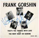 COMEDIANS SIGNED 45 SLEEVE TRIO - GEORGE BURNS, FRANK GORSHIN & BILLY CRYSTAL.