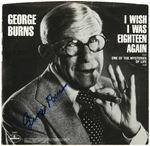 COMEDIANS SIGNED 45 SLEEVE TRIO - GEORGE BURNS, FRANK GORSHIN & BILLY CRYSTAL.