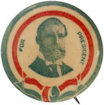 HUGHES "FOR PRESIDENT" RARE PORTRAIT BUTTON UNLISTED IN HAKE.