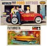 AURORA & MONOGRAM BOXED CAR MODEL KIT PAIR.