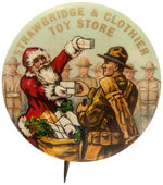 SANTA DISTRIBUTES GIFTS TO WORLD WAR I SOLDIERS RARE BUTTON.