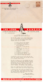 LONE RANGER - SILVERCUP BREAD SAFETY SCOUT LETTER WITH ENVELOPE.