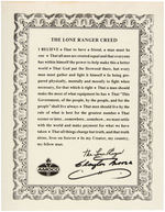 CLAYTON MOORE SIGNED AMOCO "THE LONE RANGER CREED."