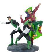 "GREEN LANTERN" THREE PIECE STATUE SET.