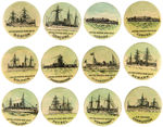 UNITED STATES WARSHIPS 1897 PARTIAL SET OF 11 PLUS 1 DUPE.