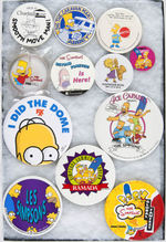 THE SIMPSONS GROUP OF TWELVE BUTTONS SPANNING 1990-2014.