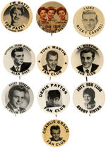 SINGERS OF THE 1950s ERA PROMOTIONAL AND FAN CLUB BUTTONS.