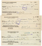 TARZAN CREATOR EDGAR RICE BURROUGHS SIGNED CHECK TRIO.