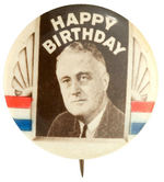 FDR "HAPPY BIRTHDAY" COLOR TINTED REAL PHOTO BUTTON HAKE #46.